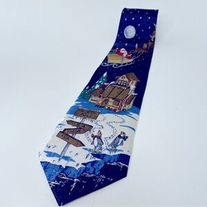 Christmas Santa Claus Sleigh Neck Tie – North Pole Holiday Polyester Tie